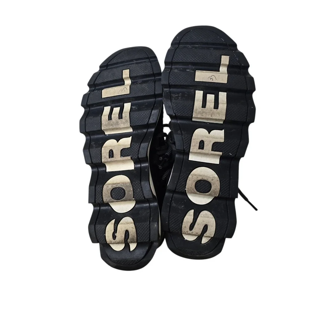 Sorel Kinetic Sneak Black White Scalloped Sole Sneakers Womens Size 7
